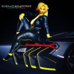  3d_(artwork) angela_cross black_clothing bludergat99 carbon_fiber clothed clothing digital_media_(artwork) female hi_res jacket lamborghini leather leather_clothing lombax looking_at_viewer mammal open_clothing open_jacket open_topwear ratchet_and_clank sitting sitting_on_car smile solo sony_corporation sony_interactive_entertainment topwear yellow_body 