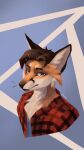  anthro avatar_(disambiguation) canid canine clothed clothing fox ginger hair hi_res lesanix male mammal portrait red_hair shirt simple_background solo topwear 