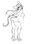  anthro belly breasts buckteeth butt clothing danellz ear_piercing ear_ring female footwear hair high_heels mammal murid murine open_mouth piercing ponytail pregnant rat ring_piercing rodent sketch solo teeth traditional_media_(artwork) 