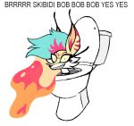 antennae_(anatomy) anthro arthropod bee big_ears canid canine cursed_image female fox fur hair helluva_boss hi_res hylesannei hymenopteran insect mammal multicolored_hair queen_bee-lzebub_(helluva_boss) skibidi_toilet smile solo toilet what_has_science_done where_is_your_god_now yellow_body yellow_fur 