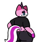  anthro big_butt butt equid equine felid feline female goth horn hybrid looking_at_viewer looking_back looking_back_at_viewer mammal minigoat shaded simple_background simple_shading solo the_lego_movie unicorn unicorn_horn unikitty unikitty! wide_hips 