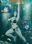  1girl absurdres asphyxiation bikini black_bikini blue_eyes breasts byleth_(female)_(fire_emblem) byleth_(female)_(summer)_(fire_emblem) byleth_(fire_emblem) chain chained copyright_request drowning fire_emblem geldibson highres medium_hair official_alternate_hairstyle peril solo swimsuit underwater 