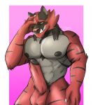  abs anthro balls bedroom_eyes big_balls big_penis body_hair erection felid feline fur generation_7_pokemon genitals hi_res humanoid_genitalia humanoid_penis incineroar lorens lorens_j male mammal muscular muscular_male narrowed_eyes nintendo nipples pantherine penis pokemon pokemon_(species) presenting presenting_penis pubs red_body red_fur seductive solo teeth tiger 