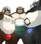  2023 9dtq0 absurd_res anthro asian_clothing belly big_belly black_nose blue_clothing blue_fundoshi blue_underwear blush brown_body canid canine clothing east_asian_clothing fundoshi goemon_(tas) green_clothing green_fundoshi green_underwear group gyobu hi_res japanese_clothing kemono lifewonders live_a_hero male mammal moobs nipples overweight overweight_male raccoon_dog red_clothing red_fundoshi red_underwear shoen tanuki tokyo_afterschool_summoners underwear 