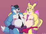  anthro belly belly_hair belly_overhang belly_to_belly blue_body blue_fur body_hair briefs bulge bulge_frottage canid canine canis chest_hair chest_tuft chubby_male clothing colored_fire cookie_(nick-sona) dipstick_ears dipstick_tail duo ear_piercing erect_nipples erection eyewear fan_character fire frottage fur generation_1_pokemon glasses head_tuft hi_res inner_ear_fluff male male/male mammal markings moobs multicolored_ears muscular_arms navel nintendo nipples nipples_touching piercing pikachu pokemon pokemon_(species) purple_body purple_fire purple_fur rodraccoon sex sharp_teeth tail tail_markings tan_body tan_fur teeth tuft underwear white_body white_fur wolf yellow_body yellow_fur 