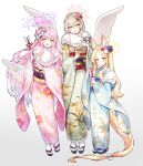  3girls alternate_costume angel_wings animal_ears arona&#039;s_sensei_doodle_(blue_archive) arrow_(projectile) blonde_hair blue_archive blue_kimono blush brown_eyes crescent crescent_pin ema flower fox_ears fox_tail green_kimono hair_bun hair_flower hair_ornament halo hamaya highres japanese_clothes kimono light_brown_hair long_hair looking_at_viewer mika_(blue_archive) multiple_girls nagisa_(blue_archive) open_mouth picter pink_flower pink_hair pink_halo pink_kimono seia_(blue_archive) sensei_(blue_archive) single_side_bun smile socks tabi tail tea_party_(blue_archive) very_long_hair white_socks white_wings wing_decorations wings yellow_eyes yellow_halo 