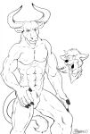  &lt;3 &lt;3_eyes 2020 abs anthro bodily_fluids bovid bovine canid canine canis cattle disembodied_head duo fangs featureless_crotch fur hair hi_res horn looking_at_viewer male mammal marcus_hunter marcushunter mouth_closed muscular muscular_anthro muscular_male nude nude_anthro nude_male pecs saliva saliva_on_tongue saliva_string scarf signature speech_bubble standing tail tail_tuft teeth text tongue tongue_out tuft wolf 