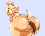  animal_crossing anthro big_butt blush bottomless butt butt_focus canid canine canis clothed clothing domestic_dog feces female genitals huge_butt huge_thighs isabelle_(animal_crossing) mammal nintendo pooping pussy scat shagau shih_tzu smile solo thick_thighs toy_dog 
