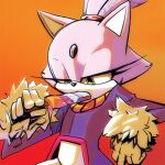  anthro blaze_the_cat copymirror domestic_cat felid feline felis female gem mammal melting_ice_cream sega solo sonic_the_hedgehog_(series) 