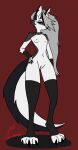  absurd_res alpaccasneaky anthro breasts canid canid_demon claws clitoris clothing collar demon female genitals gloves handwear hellhound helluva_boss hi_res legwear loona_(helluva_boss) mammal nipples nude paws piercing red_eyes small_breasts small_waist solo spiked_collar spikes stockings tail thick_tail 