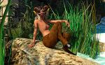  absurd_res bovid caprine female flat_chested fur grass hi_res hooves horn huge_filesize mammal nipples nude paint plant satiry satyr solo tattoo thicc_thigh 