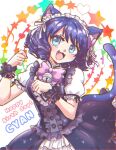  &lt;3 animal_humanoid aren. black_hair blue_eyes blush bow_ribbon breasts cat_humanoid cyan_hijirikawa domestic_cat felid felid_humanoid feline feline_humanoid felis female hair happy_birthday hi_res humanoid maid_headdress mammal mammal_humanoid musical_note open_mouth sanrio short_hair show_by_rock!! solo star 