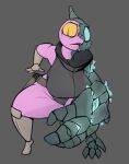  2023 anthro armor big_breasts blonde_hair boots breastplate breasts brittle_(plaga) clothed clothing digital_media_(artwork) elemental_creature female footwear gravelin gun hair handgun huge_hips huge_thighs hybrid lizard looking_at_viewer mineral_fauna pistol plaga pupils purple_body purple_skin ranged_weapon reaching_for_weapon reptile rock rock_creature scalie short_stack slit_pupils solo thick_thighs turtle weapon yellow_eyes yellow_sclera 