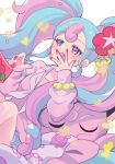  blush bull_sprite_(pokemon) clefairy_sprite_(pokemon) closed_eyes earrings fairy_miku_(project_voltage) flower hair_flower hair_ornament hatsune_miku heart jewelry jigglypuff long_hair mizuiro123 multicolored_hair nail_polish open_mouth pink_nails pokemon pokemon_(creature) project_voltage scrunchie twintails two-tone_hair very_long_hair vocaloid wrist_scrunchie 