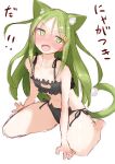  animal_ear_legwear animal_ears black_bra black_panties bra cat_cutout cat_ear_legwear cat_ear_panties cat_ears cat_lingerie cat_tail cleavage_cutout clothing_cutout commentary_request crescent crescent_hair_ornament extra_ears frilled_bra frills green_eyes green_hair hair_ornament kantai_collection long_hair meme_attire nagatsuki_(kancolle) panties side-tie_panties tail tetsukuzu_(yajirushi_shita) underwear underwear_only 