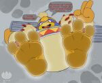  3_toes 4_fingers against_surface anthro avian bird blush dialogue feet fingers foot_fetish foot_focus footprint humanoid_feet king_dedede kirby_(series) looking_at_viewer low-angle_view male nintendo on_glass penguin plantigrade signature soles solo toes vaxen12 