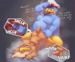  anal anthro avian beak belly bird blue_body blue_eyes blue_feathers blush bodily_fluids cigar cum cum_in_ass cum_inside cum_while_penetrated duo english_text erection feathers genital_fluids genitals hi_res internal king_dedede kirby_(series) male male/male male_penetrated male_penetrating male_penetrating_male mature_male nintendo orgasm overweight penetration penis sex smoking st637 text 