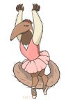  anteater anteaterina anthro ballerina ballet bottomwear clawed_fingers clothed clothing dance_shoes dancewear dancing dress female fluffy fluffy_tail footwear mammal pilosan pointe_shoes pose princess_tutu shoes skirt snout solo tail tutu xenarthran zerozeroren 