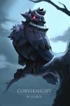  absurdres artist_name beak character_name claws cloud corviknight highres looking_at_viewer moon night night_sky no_humans pokemon pokemon_(creature) red_eyes scarvii sky solo wings 
