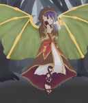  bat_wings cloak dragonstone fire_emblem fire_emblem_heroes forest hood hood_up hooded_cloak myrrh_(fire_emblem) nature non-web_source purple_hair red_eyes sandals smile twintails wings 