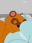  animal_crossing anthro antlers bed big_butt blush butt butt_pillow cake_top cake_top_(cake_top) canid canine capreoline deer digital_media_(artwork) duo fur furniture hair head_on_butt horn lying lying_on_bed male male/male mammal nintendo nude on_bed raccoon_dog reindeer sleeping sleeping_together smile tanuki tom_nook_(animal_crossing) 