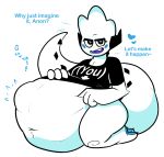  &lt;3 abdominal_bulge admiring ambiguous_gender anon anonymous_artist anonymous_prey anthro belly belly_expansion belly_inflation belly_overhang big_belly bloated blush bodily_fluids bulge clothing digital_drawing_(artwork) digital_media_(artwork) duo english_text expansion exxy_(4chan) fur giant_tail group horn humanoid hybrid imminent_digestion imminent_vore inflation love lying on_front open_mouth overweight pawpads post-vore purple_tongue rumbling_stomach shaded shirt smile smiling_at_viewer soft_shading soft_vore suggestive t-shirt tail tail_horns text thick_tail thick_thighs tongue topwear vore weight_gain white_body white_fur willing_pred willing_prey willing_vore 