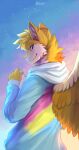  absurd_res angel angel_dragon anthro belvor dragon hi_res male pride_color_flag solo young 
