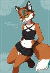  anthro arm_tuft black_bottomwear black_clothing black_nose black_shirt black_shorts black_tank_top black_topwear blue_highlights bottomwear breasts brown_body brown_fur canid canine canis cheek_tuft chest_tuft claws clothed clothing colored_nails colored_toenails dated digital_media_(artwork) ear_piercing ear_ring elbow_tuft english_text eyebrow_piercing facial_piercing facial_tuft feet female female_anthro fingers flower footwear fox fur green_eyes hair hi_res highlights_(coloring) inner_ear_fluff koto0v0haru lip_piercing mammal midriff nails navel navel_piercing open_toe_footwear piercing plant pupils ring_piercing sandals shirt shorts simple_background slit_pupils smile solo tail tank_top text toe_claws toenails toes tongue tongue_out tongue_piercing topwear tuft white_body white_fur 