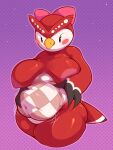  accessory animal_crossing anthro avian beak behniis belly_grab big_breasts bird blush blush_stickers bow_ribbon breasts celeste_(animal_crossing) checkered countershade_face countershade_torso countershading feathers female hair_accessory hair_bow hair_ribbon hi_res nintendo nipples non-mammal_breasts overweight overweight_female owl red_body red_feathers ribbons solo thick_thighs white_body white_feathers 