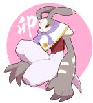  andiramon_(deva) andiramon_deva digimon expressionless highres horns hoshi_(106465065) long_arms long_legs looking_at_viewer pointy_ears purple_scarf rabbit red_eyes scarf solo 