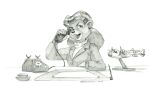  2023 aircraft airplane anthro baron_engel bear clothed clothing desk disney female fur furniture hair hi_res holding_object holding_phone mammal model model_airplane open_mouth pencil_(object) phone phone_call rebecca_cunningham signature solo table talespin tongue wide_eyed 