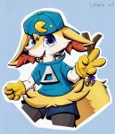  bandai_namco blue_eyes braixen clothing coffeefly cosplay costume generation_6_pokemon hat headgear headwear hi_res klonoa klonoa_(series) nintendo pokemon pokemon_(species) solo standing stick 