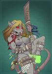  2023 5_fingers anthro armor big_breasts blonde_hair blush bone_accessory breasts buckteeth clothing collar digit_ring dildo dildo_in_pussy dildo_insertion ear_piercing female fingers fur genitals green_background green_dildo grey_body grey_fur hair halberd hi_res holding_halberd jacket jewelry mammal masturbation melee_weapon nipple_piercing nipples open_mouth penetration piercing polearm pussy raised_leg red_clothing red_eyes red_jacket red_topwear ring riskit_cheesethief rodent scar sex_toy sex_toy_in_pussy sex_toy_insertion simple_background skaven solo spiked_collar spikes teeth toe_ring tongue tongue_out topwear torn_clothing unconvincing_armor vaginal vaginal_masturbation vaginal_penetration vial warhammer_(franchise) weapon yawg 