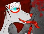 2011 ambiguous_gender anthro blood bodily_fluids dayforbidden eyelashes hair red_eyes red_hair red_nose red_tongue solo syringe tongue tongue_out unknown_species wounded 