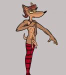  activision anthro balls clothing crash_bandicoot_(series) footwear footwear_only fur genitals hi_res illegaleel legwear male mostly_nude necktie nude penis pinstripe_potoroo smile socks socks_only solo stockings thigh_highs 