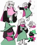  &lt;3 2022 anthro bovid candy caprine clothing cotton_candy deltarune dessert eyewear food glasses goat hat headgear headwear hi_res horn lunarkyoz male mammal multiple_poses pose ralsei robe round_glasses scarf simple_background solo standing undertale_(series) white_background witch_hat 