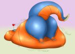  &lt;3 3_toes anthro belly big_belly big_breasts big_butt breasts butt claws dragon feet female grey_claws grey_horn horn huge_breasts huge_butt hyper hyper_belly ingeir_(ingeir_palar) ingeir_palar lying morbidly_obese multicolored_body obese on_front overweight solo tail toes 