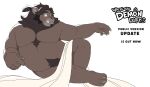  absurd_res anthro brown_body brown_fur chubby_male claws fangs felid fur hair hi_res huynhduyad14 kobu_(wtdl) lion male mammal pantherine ponytail reclining_pose solo teeth 