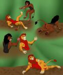  anthro clothing comic digital_media_(artwork) disney domestic_cat felid feline felis fight furry hi_res invalid_tag lion male male/male mammal mud page_(disambiguation) pantherine scar simba_(disambiguation) swimwear the_lion_king wrestling 