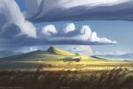 bird blue_sky cloud day kvacm mountain no_humans original outdoors scenery science_fiction sky spacecraft 