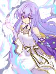  1girl bare_shoulders breasts cape circlet corruption dark_persona dress fire_emblem fire_emblem:_genealogy_of_the_holy_war jewelry julia_(fire_emblem) julia_(heart_usurped)_(fire_emblem) long_hair mind_control open_mouth purple_cape purple_hair red_eyes sash simple_background solo wide_sleeves yukia_(firstaid0) 