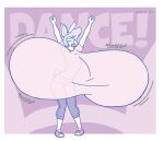  2021 anthro big_breasts bonnie_(satsumalord) bottomwear breasts clothing copyright_symbol dancing digital_media_(artwork) english_text eyes_closed female footwear hair hi_res huge_breasts hyper hyper_breasts lagomorph leporid mammal open_mouth pants rabbit satsumalord shirt shoes sketch sneakers solo sound_effects symbol text topwear wobbling 