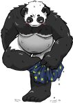  2023 anthro bear belly big_belly black_body black_nose blush clothing giant_panda hi_res kemono male mammal moobs overweight overweight_male simple_background solo tobyou_222 underwear undressing white_background white_body 