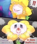  bodily_fluids comic cum cum_in_mouth cum_inside duo elemental_creature english_text flora_fauna flowey_the_flower frisk_(undertale) genital_fluids hi_res human male male/male mammal plant sweat tears text undertale undertale_(series) zonuthezombie 