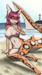  anthro areola barely_visible_genitalia beach breasts countershading felid female fish genitals green_eyes hair hi_res leopard lionblaze275 mammal marine nipples pantherine purple_hair seaside shark sitting sky smile solo solo_focus tail thick_tail 