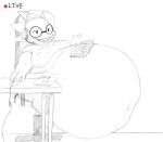  alphys anthro big_breasts blush breasts clothed clothing digital_media_(artwork) eyewear female fur glasses hair humanoid jushy lizard looking_at_viewer nipples open_mouth overweight reptile scalie simple_background soft_vore solo tail teeth thick_thighs undertale undertale_(series) unknown_prey vore 