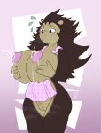  absurd_res animal_crossing anthro big_breasts bodily_fluids breast_milking breasts eulipotyphlan female female/female flushed genitals heavy hedgehog hi_res lactating mammal nintendo pinup pose pussy sable_able simpleesteban solo worried 