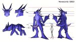  absurd_res antennae_(anatomy) anthro big_hand big_penis concept_art feral genitals gesture hi_res horn human kilth_(novaconis) male mammal middle_finger model_sheet novaconis penis penis_size_difference purple_body ridged_penis sassy side_eye size_difference tall tapering_penis 