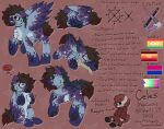  ambiguous_gender autistic bisexual blue_body blue_fur bone canid canine canis cutie_mark domestic_dog equid equine female feral friendship_is_magic fur genderfluid hasbro horse hybrid male mammal model_sheet my_little_pony pawpads paws pegacousin pegacousin_(pegacousin) pegasus pony purple_body purple_fur solo tattoo wings 