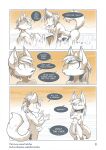  2023 absurd_res anthro bottomwear breasts canid canine clothed clothing comic dialogue digital_media_(artwork) duo english_text erection female fox fur genitals hair hi_res loincloth male mammal nude penis ratcha text 
